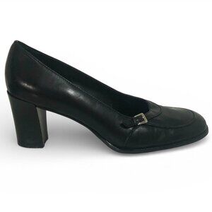 Franco Sarto Women's Classic Black Block Heel Pump Shoes  3 1/2" Heel Sz 10 1/2